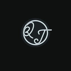 initials qt logo monogram with simple circle line vector