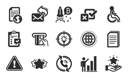 Loyalty program globe and checkbox icons set vector