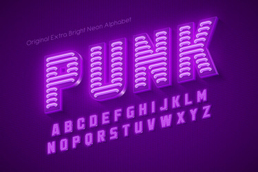 neon light 3d alphabet retro-futuristic origainal vector