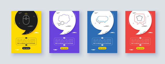 set of talk bubble swipe up and messenger line vector image