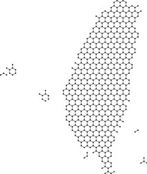 taiwan map from abstract futuristic hexagonal vector image