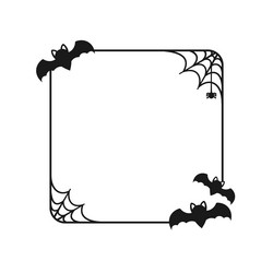 bat with spiders on web square shape border frame vector