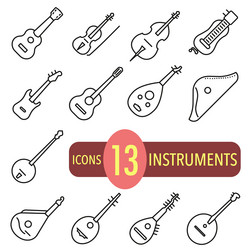 a set of stringed instruments with thin line vector image