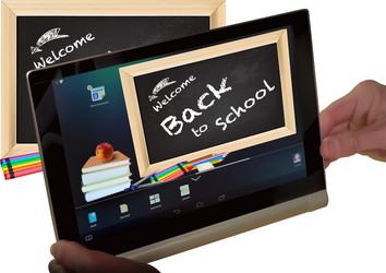 Concept back to school on tablet screen vector