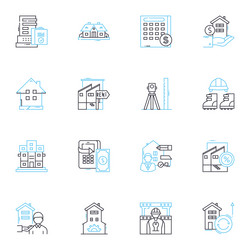 Development linear icons set innovation progress vector