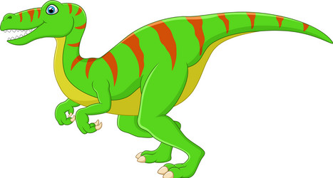 Cartoon green dinosaur on white background Vector Image