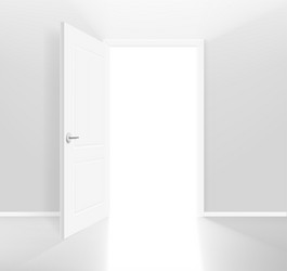 Opened door with shining way realistic 3d style vector