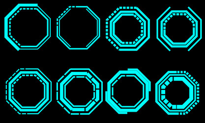 set of hud octagon modern user interface elements vector image