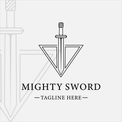 sword logo line art simple minimalist template Vector Image