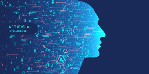 Ai concept line round blue banner artificial Vector Image