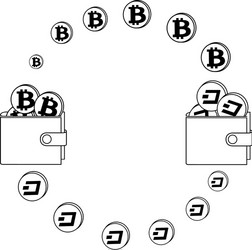exchange between bitcoin and dash in the wallet vector image