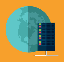 planet data center web hosting graphic vector