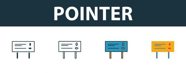 pointer icon set four simple symbols in different vector image