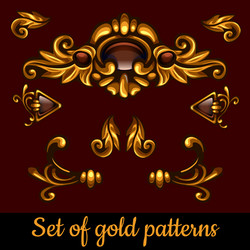 set of golden volume patterns vector