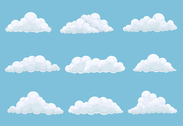 Clouds on blue sky set storage solution database vector