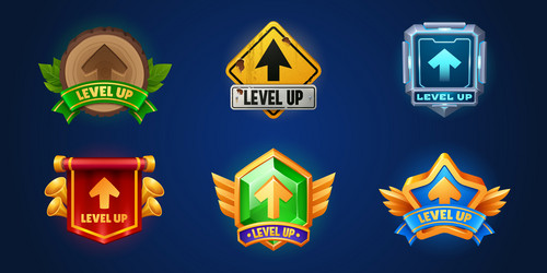 level up ui badge icon reward button design vector image