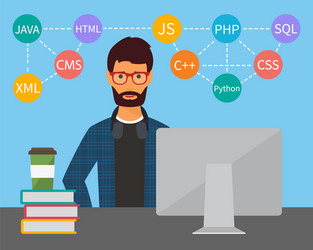 programming and coding flat vector image
