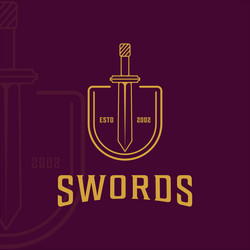 sword and shield logo line art simple minimalist Vector Image