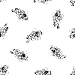astronaut in spacesuit seamless pattern cosmonaut vector image