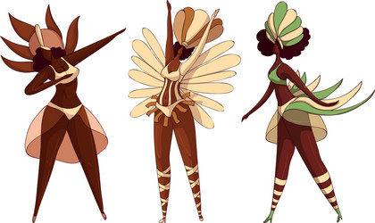 Brazilian samba dancers isolated on white Vector Image