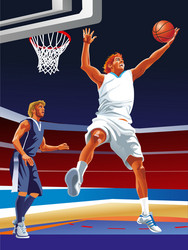 basketball game sport player in action vector