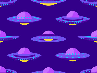 seamless pattern with alien spaceships background vector image