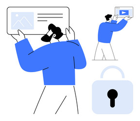digital content sharing and data privacy concept vector image