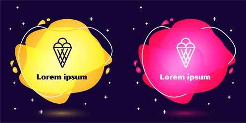 set line ice cream in waffle cone icon isolated vector image