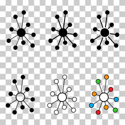 set of hub flat network icon connect structure vector image