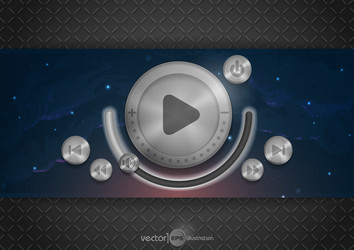 abstract technology app icon with music button vector