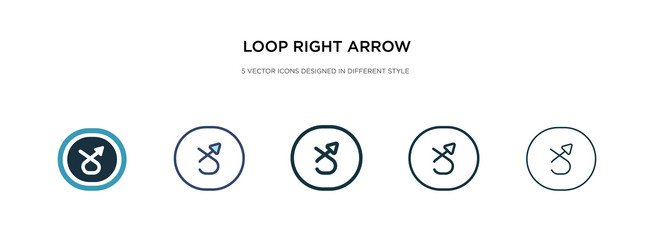 loop right arrow icon in different style two vector image