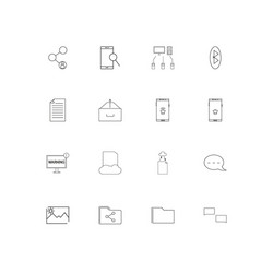 Network and database linear thin icons set vector