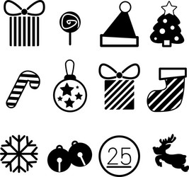 set of christmas icons vector