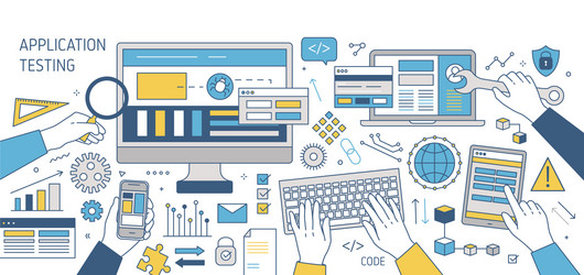 App Testing & Development - Hands on Devices vector image