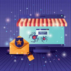 cyber security with computer vector image