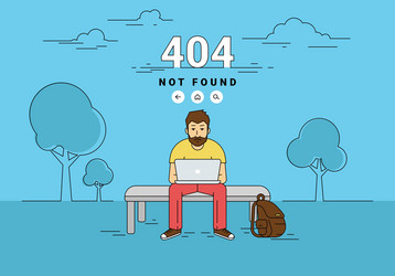 man with laptop 404 page not found error vector image