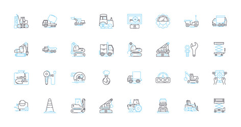 manufacturing tools linear icons set automation vector image