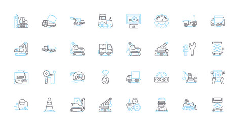 Manufacturing tools linear icons set automation vector