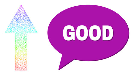 rainbow net gradient arrow up icon and good chat vector image
