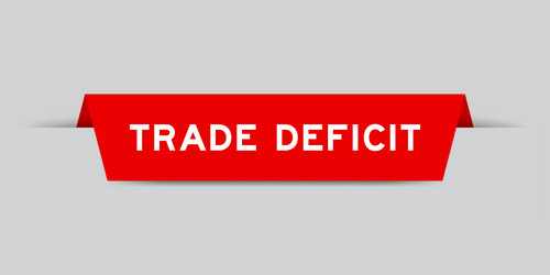 red color inserted label with word trade deficit vector image