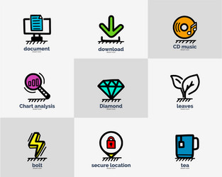 set hand drawn web icons or buttons - document vector image