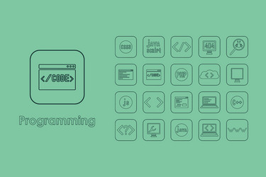 set of programming simple icons vector image
