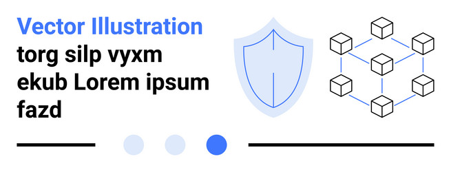 cybersecurity concept with shield and blockchain vector image