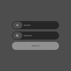 Dark ui template design for login form vector