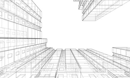Multi-Story Building Wireframe Model vector image