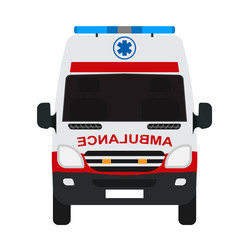 Ambulance van flat front view help emergency auto vector