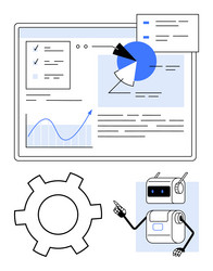 data analysis dashboard with interactive charts vector image