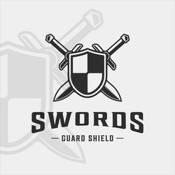 shield and sword logo vintage template icon Vector Image