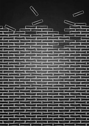 graphic brick wall drawn in the engraving vector