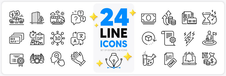 Icons set of reject certificate lightning bolt vector